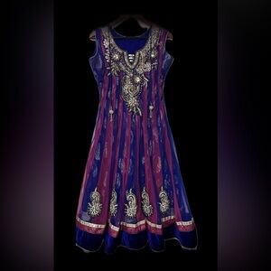 Blue & Magenta Jewelled South Asian Dress